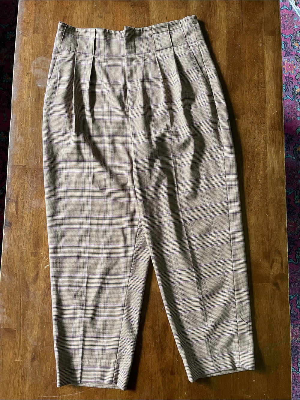 Banana Republic Plaid Paper Bag Waist Pleated Pants - Size 10